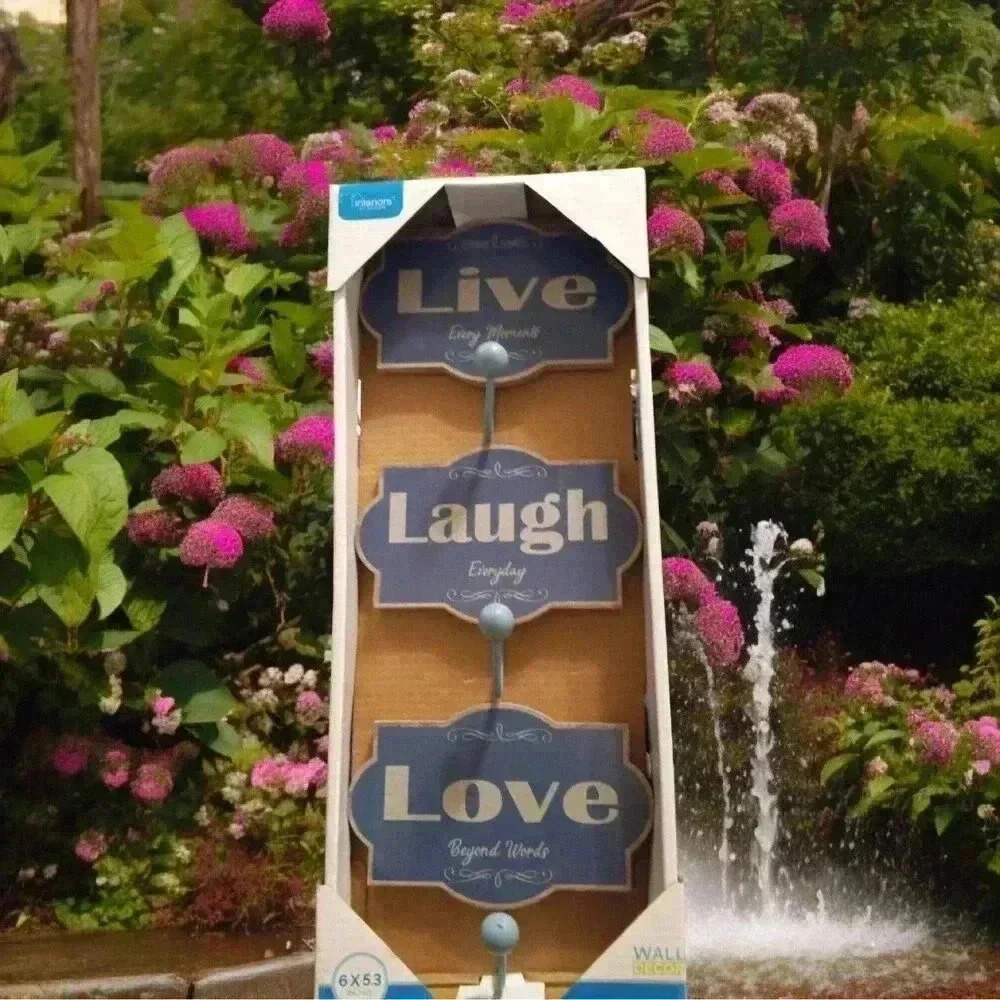 Three Piece Live Laugh Love Signs Set With Hooks